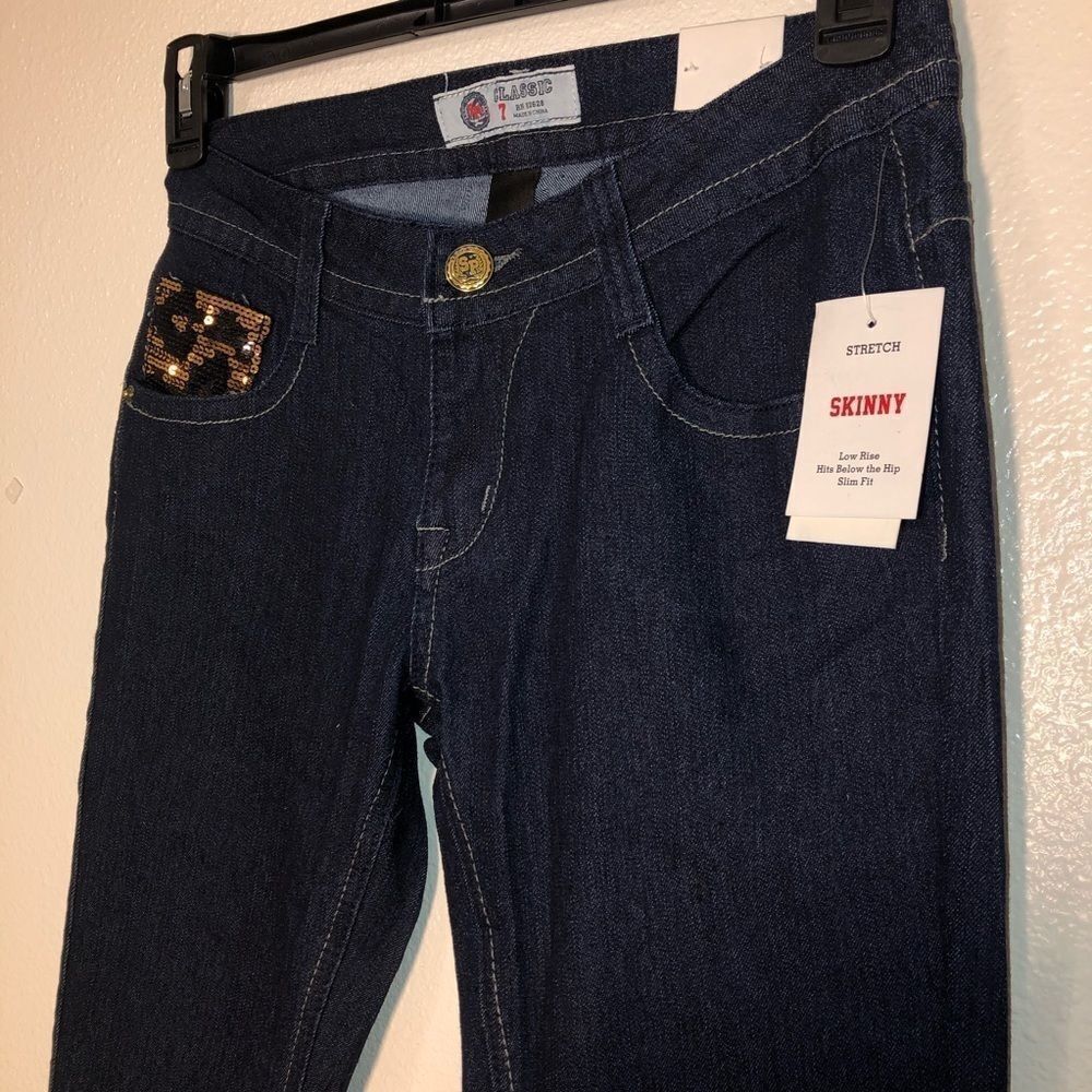 SP skinny slim streched low rise sequin jean - Picture 2 of 8